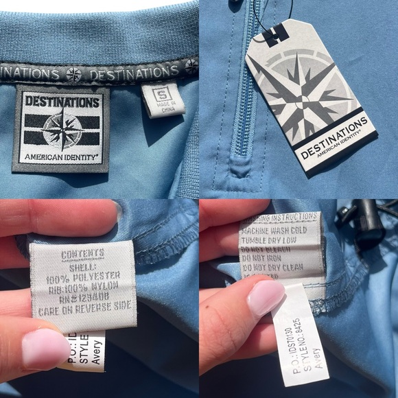 Destinations American Identity Men Small Blue 1/4 Zip Poly Avery Pullover Jacket - Picture 3 of 16